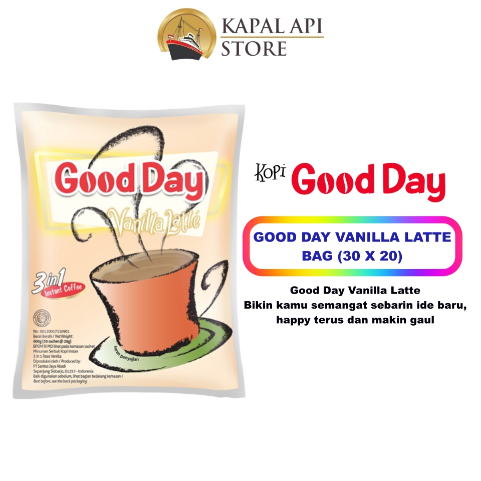 Good Day Kopi Vanilla Latte Bag (30 Sachet @20 Gram) | Kapal Api Store ...